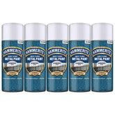 5X Hammerite Hammered Silver Spray Paint 400ml Spray Paint